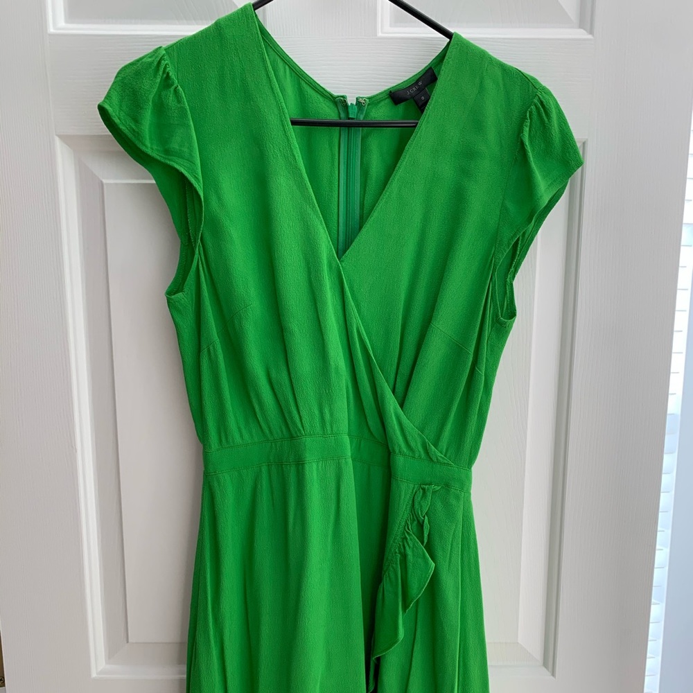 bright green mock-wrap dress!
